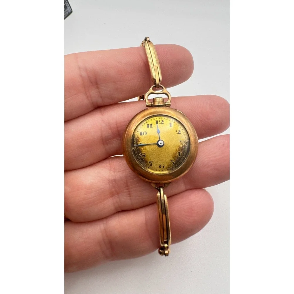 Antique Ladies Watch Gold Filled Transitional Wristwatch Edwardian READ
